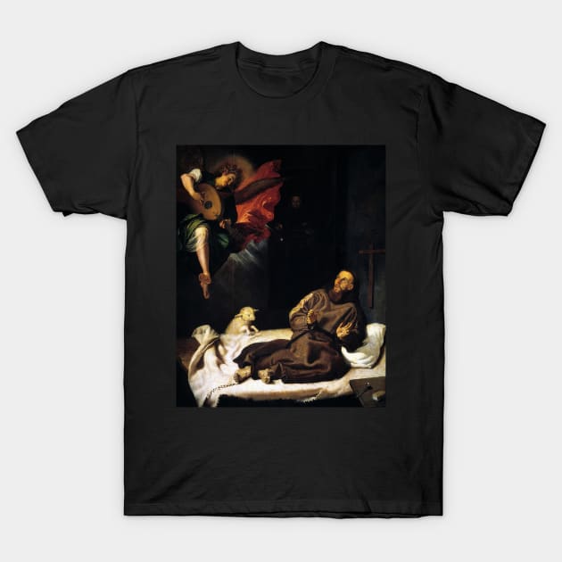 St Francis of Assisi Angel Visitation T-Shirt by hispanicworld